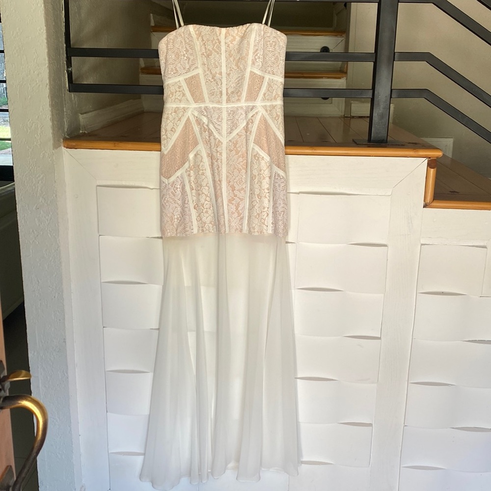 BCBG White Lace Corset Gown